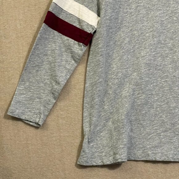Old Navy Top Women's Medium Gray, Burgundy, White Long Sleeve - Picture 3 of 11